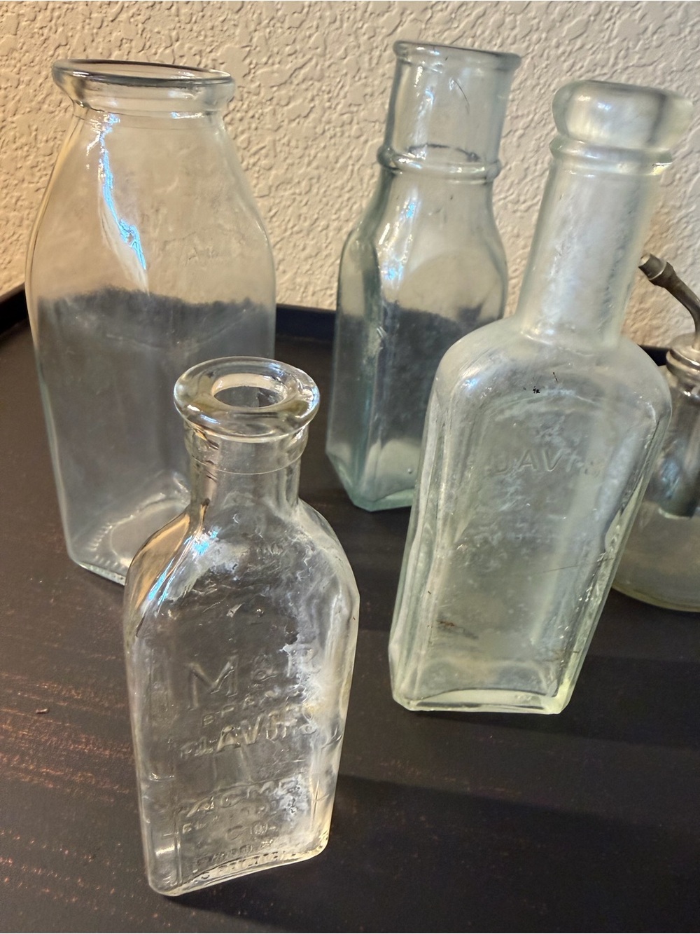 Vintage Clear & Aqua Glass Apothecary Bottles - Home Dining Display - Picture 15 of 16